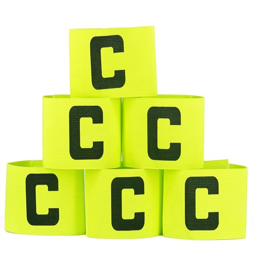 Captain's Armband Soccer Football Rugby Captain Armbands for Youth and Adult,Anti-Drop Design - Pack of 6 - color: 6 Green