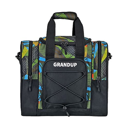 GRANDUP Bowling Ball Bag for Single Ball - Black Bowling accessories Ball Tote Bag Bowling Bag with Padded Ball Holder - Fits Bowling Shoes Up to Mens Size 14