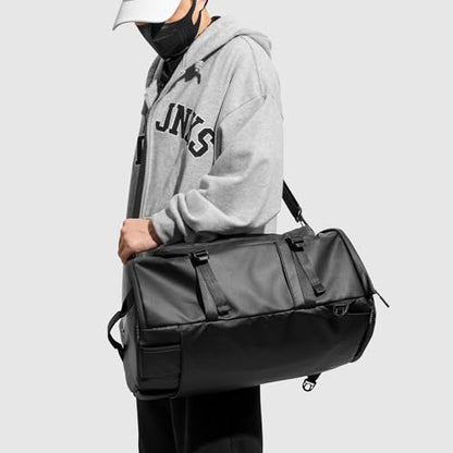 YOUMIAN Gym Duffle Bag 3 IN 1 Travel Backpack 40L Waterproof Shoe Compartment for Men and Women Basketball Soccer Sports Bag (Black) - color: Black