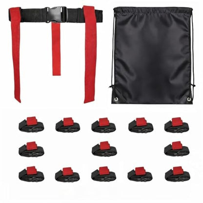 HE Adult Flag Football Belts 40″ Adjustable, Extra-Wide 2″ Heavy-Duty Polypro – Made in USA Lifetime Waranty Several Colors - color: Red
