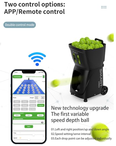 PUSUN｜PT-MAX C Flagship Tennis Ball Machine:App Control,12 Drills, Internal Oscillation,87 MPH,6-Level Spin,28-Spot,6-8H Battery, 39.6 lbs Portable, for Tennis/Padel,Training, Practice,Beginners,Pros