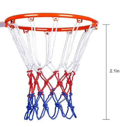 Aoneky Heavy Duty Basketball Net Replacement, 21” Inch 12-Loop Polyester Netting, Thick All-Weather Outdoor Indoor Practice Net Fits Standard Rims, White Red Blue