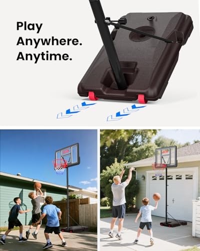 IGL Portable Basketball Hoop, 5.6-10FT Adjustable Basketball Goal System, 40/44 Inch Outdoor Basketball Hoop & Goals for Kids, Youth, and Adults in The Backyard, Driveway with PC Backboard - color: Gray