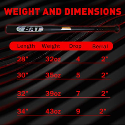 34in Steel Baseball Bat 2.7LBS Weighted for Youth and Adult 2" Barrel Heavy Duty Bats for Home, Black