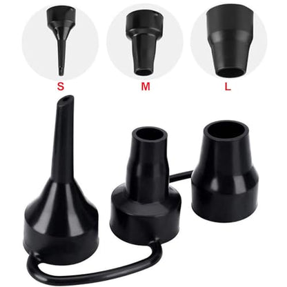 5Pcs Black Replacement Nozzles Electric Air Pump, 3 Sizes Plastic Nozzles Head for Air Bed, Inflatable Pool Sofa Swimming Ring, Mattress, Camping Cushions, Toy, Balloons, Yoga Balls