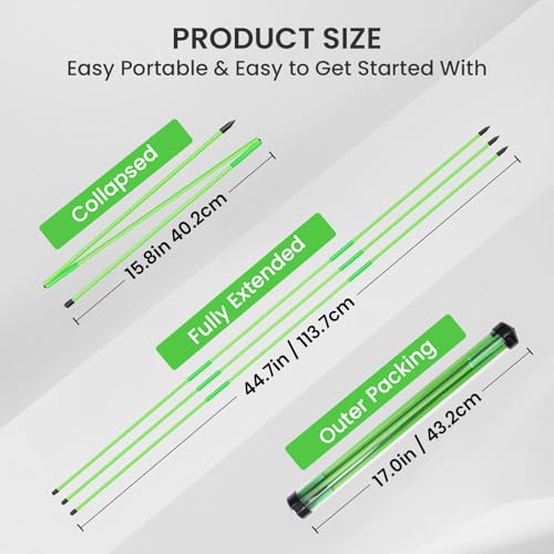 FINGER TEN Golf Alignment Sticks Rods Swing Trainer Tools 43 Inch 2 Or 3 Pack, Fits in Golf Bag Tour Stickers Practice Training Aid - color: 3 Pack Green