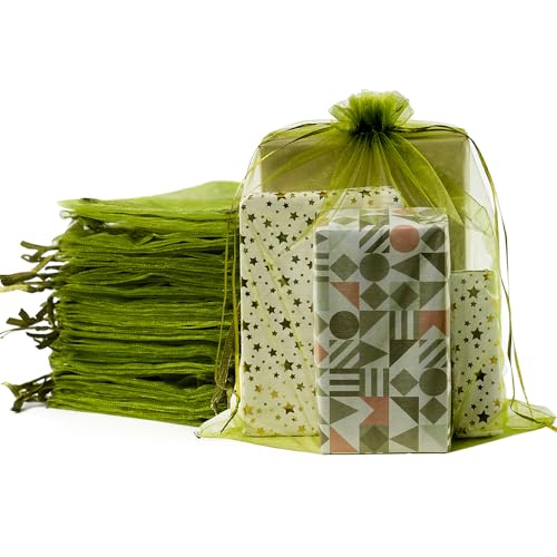 Meowoo 24PCS Big Organza Bags, 12x16in Big Mesh Bags Drawstring, Mesh Gift Bags Drawstring for Shoes, gift bags, home storage, Christmas, gardening, dolls(olivegreen) - color: olivegreen-12x16in-24p, size: 24p