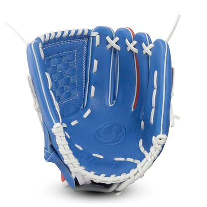 PHINIX Full Grain Leather Baseball Glove Sizes 11Inch -12 Inch - color: Blue&Red, size: 12"