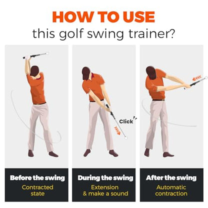 Golf Grip Trainer for Right-Handed Golfers, Golf Swing Training Aid for Proper Hand Position, Grip Pressure, Tempo & Muscle Memory, Indoor Practice & Warm Up, Golf Gifts for Men - size: Golf Retractable Swing Trainer