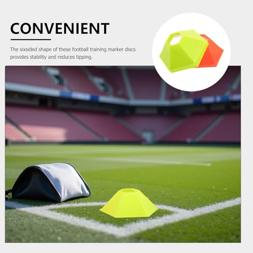 8pcs Soccer Training Markers Hexagon Cones, Field Discs Football Practice, Agility Course, Coaching Equipment for Soccer Drills Orange and Neon Green