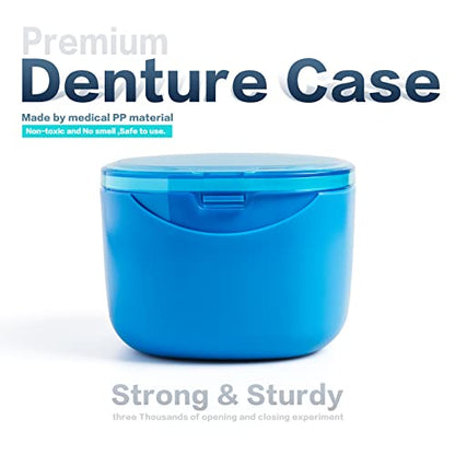 Denture Bath Case, Retainer Cleaning Box,No-Leak Denture Case, Mouth Guard, Night Guard and Retainer (blue) - color: Blue