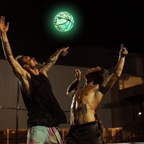 Glow in The Dark Basketball, Glowing PU Leather Basketball, Luminous Training Basketball Size 7 Gift for Men Women, Indoor Outdoor Night Basketball Game