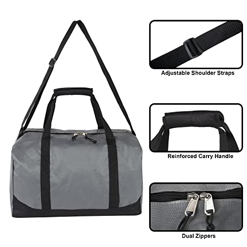 24 Pack Bulk Duffle Bags Wholesale by the Case for Homeless, Sports Teams, and Duffle Bags for Foster Kids (All Grey Pack) - color: All Grey Pack