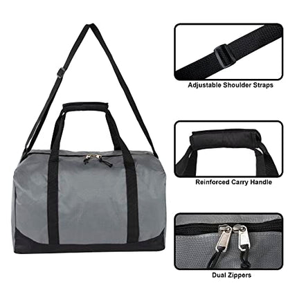 24 Pack Bulk Duffle Bags Wholesale by the Case for Homeless, Sports Teams, and Duffle Bags for Foster Kids (All Grey Pack) - color: All Grey Pack