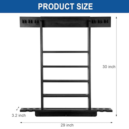 Large Pool Stick Holder Wall Mount, Billiards Pool Cue Rack Ping Pong Paddle Holder, Dart Holder 3-IN-1, Wood Pool Cue Holder Pool Table Accessories Equipment Organizer for Game Room Men Cave- Black - size: Large