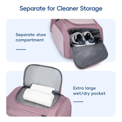 KAVIGOR Pickleball Bag, Large Pickleball Backpack Holds 4 to 6 Paddles, Shoes Compartment & Wet/Dry Pocket (9 Pockets), Charge Port - color: Berry Pink