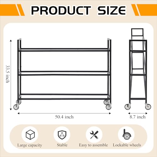 Colingmill Heavy Duty Basketball Rack with Wheels, Multi-Tier Rolling Ball Storage Cart, Sports Equipment Organizer for School, Gym, Club Shoot Training
