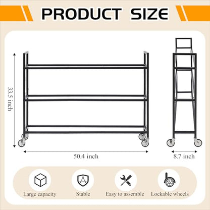 Colingmill Heavy Duty Basketball Rack with Wheels, Multi-Tier Rolling Ball Storage Cart, Sports Equipment Organizer for School, Gym, Club Shoot Training
