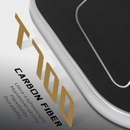 Raw Carbon Fiber Pickleball Paddles | T700 Pickleball Paddles with 16mm Polymer Honeycomb Core & Overgrips| Premium Pickle Ball Racket Enhanced Control & Spin & Power| USAPA Approved