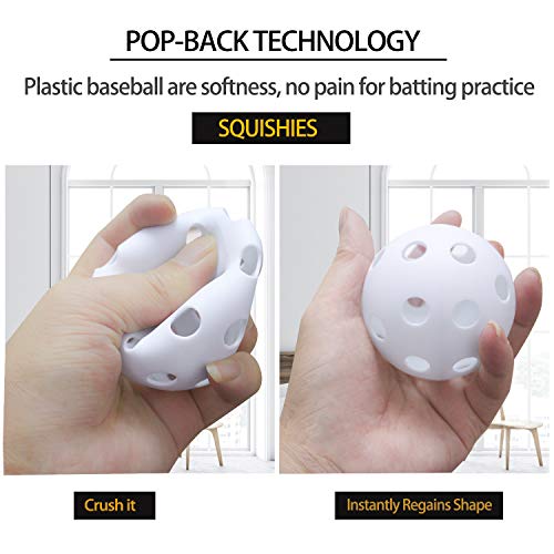 Anteer 12 Pack Plastic Baseball Practice Baseballs for Hitting, Indoor Outdoor Lightweight Balls Baseball Batting Training - color: White