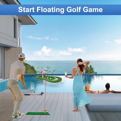 Floating Golf Green for Pool, Floating Chipping Green Mat with Ball Retriever for Pool/Lake, No Drifting Floating Golf Putting Turf Game Set for Golfers - style: Classic