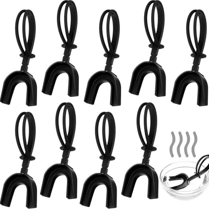Dunzy 10 Pcs Strapped Mouth Guard Sports Moldable Strap Mouth Guard Football Mouthguard Adult Youth Mouthpiece Protector for Basketball Hockey Wrestling - color: Black