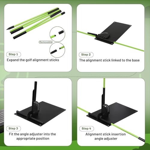 Feroca Upgraded Golf Alignment Stick Holder with Anti-Tip Base, Golf Swing Plane Trainer Enhanced Stability with Front Iron Weighs, Golf Training Aid Fix Slices & Putting