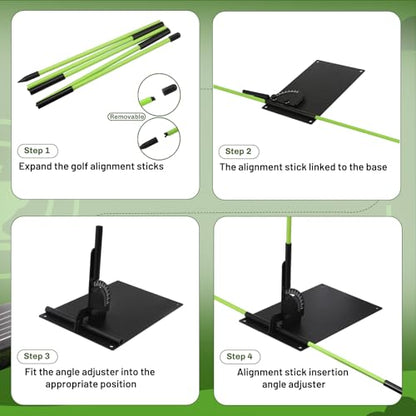 Feroca Upgraded Golf Alignment Stick Holder with Anti-Tip Base, Golf Swing Plane Trainer Enhanced Stability with Front Iron Weighs, Golf Training Aid Fix Slices & Putting