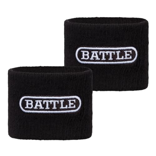 Battle Sports Thick 2.5" Football Armbands- Wrist Bands for Football, High-Performance Bands with Ultra-Soft Material to Wick Away Sweat and Keep Hands Dry- Includes 2 Wrist Bands - color: Black