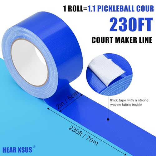 230 ft Pickleball Court Tape, 2 in Wide x 76.7 yd Long Court Marking Kit for A Complete Pickleball Court, Durable Floor Marking Tape for Outdoor and Indoor Use