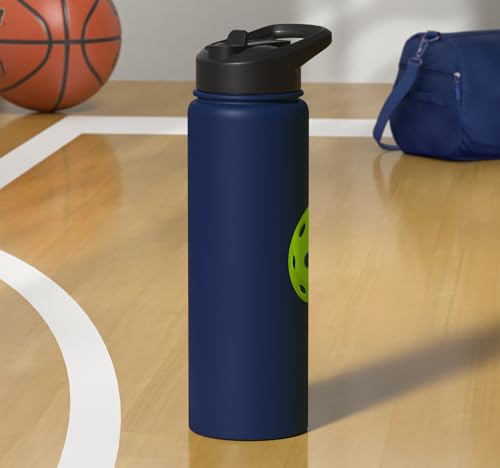 Pickleball: Dinking Buddy Stainless Steel Insulated Water Bottle - color: Navy Blue