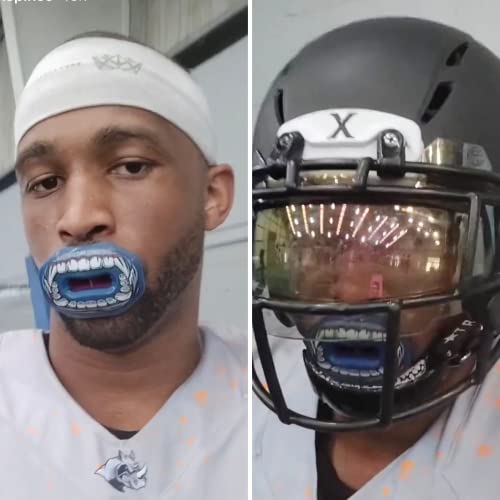 Oral Mart Flag Football Mouth Guard with 3D LipFit Design for Kids - Youth Football Mouthguard (No Boil) Cool Instant Fit Lip Guard Mouthpiece for Braces (Detachable Helmet Strap Included) - color: King Kong
