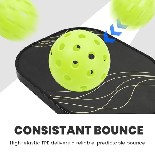 Pickleball Balls 6/12 Pack, Outdoor/Indoor Pickleball Ball - Balanced Flight, High Bounce, Superior Visibility - 40 Hole Green Pickle Ball Suitable for Most Floor Sport Courts