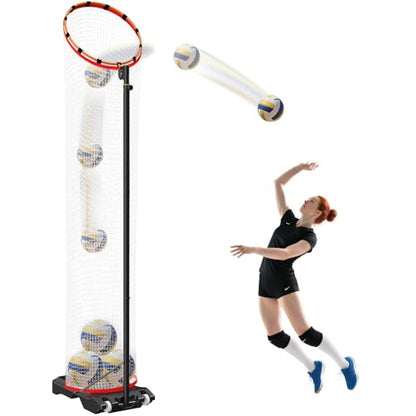 Volleyball Setter Trainer Net Setting Training Equipment，with Mobile Pulleys, Adjustable Height/Angle,Can Be Filled with Water，Indoor and Outdoor Volleyball Serve, Dunk and Set Practice Net