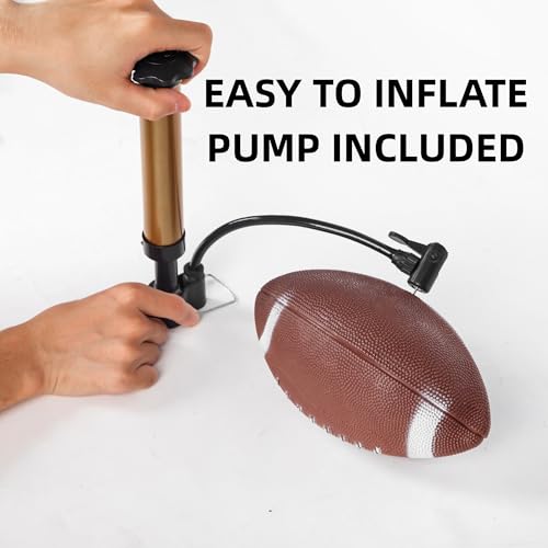 6 Pack 8.3" Inflatable Footballs with Pump and Kicking Tee,Rubber Junior Soft Small Toddler and Mini Footballs, Playground Balls for Kids - color: Multicolor