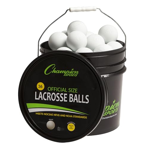 Champion Sports Lacrosse Balls Bucket - 36 Count NCAA & NFHS Certified Regulation Training & Game Balls - Yellow - color: White