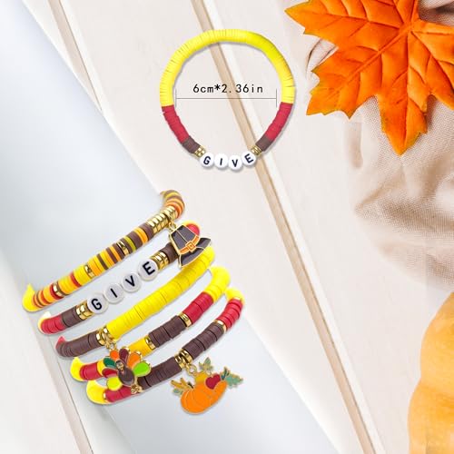 OHOME Thanksgiving Outfit Women - 6 Pack Thanks Giving Bracelets | Thanksgiving Shirts Dress Pajamas Sweatshirts Tops - Funny Friendsgiving Decorations Decor Party Supplies for Adults - style: Thanksgiving