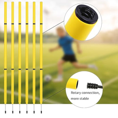 Soccer Agility Training Equipment, 6 Adjustable Soccer Training Agility Poles, 1 Speed Agility Ladder,10 Soccer Agility Cones for Training, 1 Jump Rope + Storage Bag for Youth Soccer Drills - color: yellow