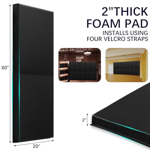 60"/72" High Gym Wall Padding 2"/4" Thick Foam Basketball Court Wall Mount Protector for Garage Taekwondo Babyroom - Durable Waterproof Anti-Cushion