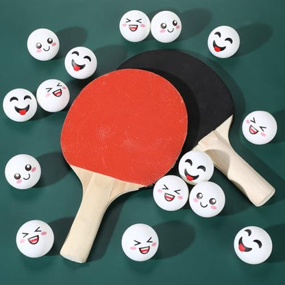 24 PCS Table Tennis Balls Novelty Face 3 Special Emotion Cute Table Tennis Balls Accessories for All Golfers Christmas Birthday Gift Fun Table Tennis Gift - color: white