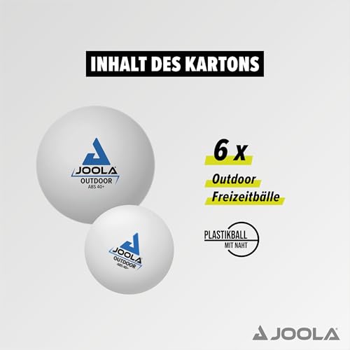 JOOLA Outdoor Table Tennis Balls - 6 Pack of 40mm Regulation Size Ping Pong Balls for Training and Recreational Play - Fun as a Cat Toy - Indoor and Outdoor Compatible- White