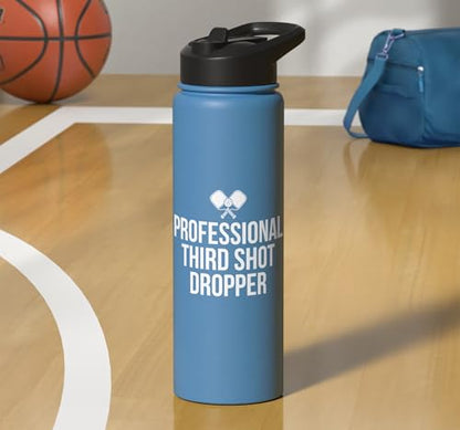 Professional Third Shot Dropper Pickleball Player Design Stainless Steel Insulated Water Bottle - color: Light Blue