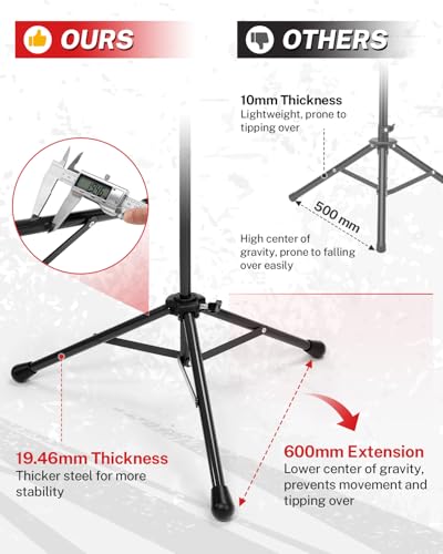 Gonex Baseball Tee Softball Tee Practice Hitting Batting Tripod Stand Rubber Tee Collapsible Portable with Carrying Bag - color: Black