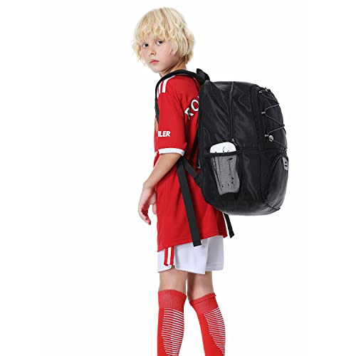 Hsmihair Youth Soccer Bag-Soccer Backpack&Backpack for Football Basketball,with Ball Compartment Separate Cleat Package - color: Black