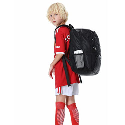 Hsmihair Youth Soccer Bag-Soccer Backpack&Backpack for Football Basketball,with Ball Compartment Separate Cleat Package - color: Black