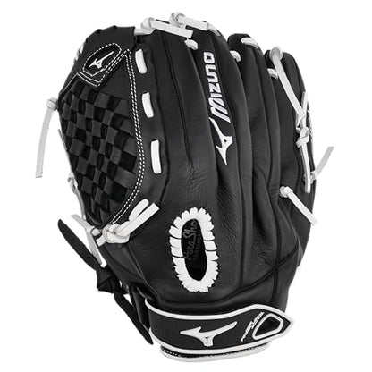 Mizuno Prospect Select Fastpitch Softball Glove Series | Full Grain Leather | Female Specific Patterns | Buttersoft Palm Liner - color: Tartan Flex Web - Black/White