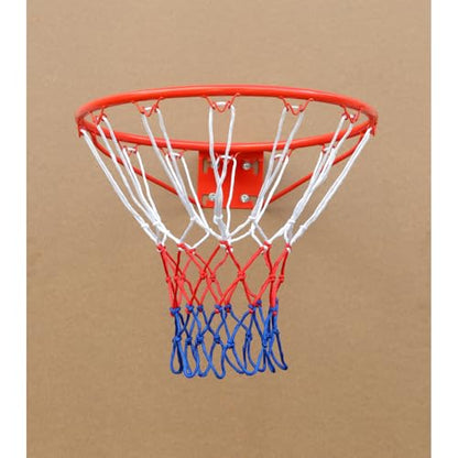 Basketball Rim Replacement Standard 18" Steel Rim Wall Mounted Basketball Goal Hoop with Net for Indoor Outdoor - color: Red
