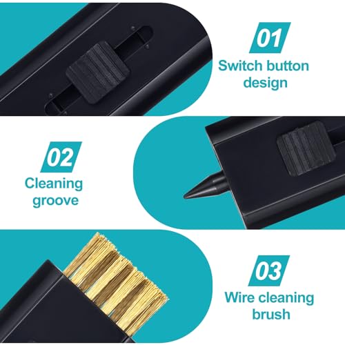 PAGOW 4 Pack Retractable Golf Club Cleaner Brush, Portable Double-Sided Golf Club Brush Groove Cleaner-Multicolor - color: Black