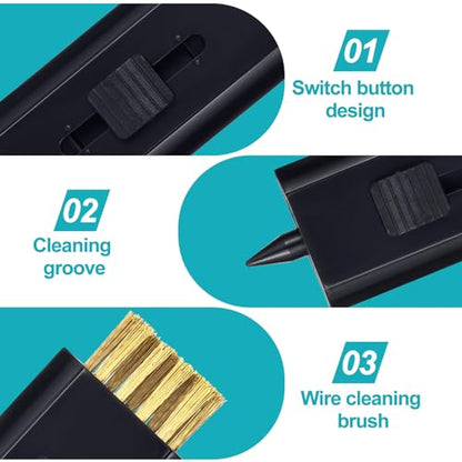 PAGOW 4 Pack Retractable Golf Club Cleaner Brush, Portable Double-Sided Golf Club Brush Groove Cleaner-Multicolor - color: Black