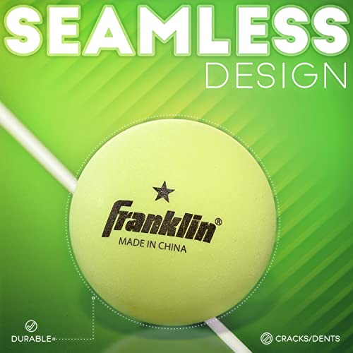 Franklin Sports Glow in the Dark Ping Pong Balls - Official Size + Weight 40mm Table Tennis Balls - One Star Glow in the Dark Ping Pong - Durable High Performance - Green - 6 Pack